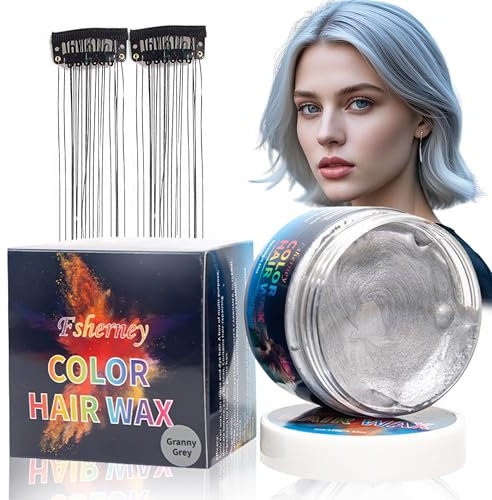 Tinte temporal para el pelo, color gris plateado, cera para el cabello, tono de pelo para hombres y mujeres, con pomada natural, tinte de pelo con clip de color, color temporal para fiestas (120 g