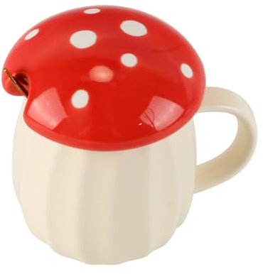 Nicear Tazza a forma di fungo con coperchio, tazza in ceramica adatta per ragazze, compleanno, San Valentino, festa, Natale, regalo per la casa