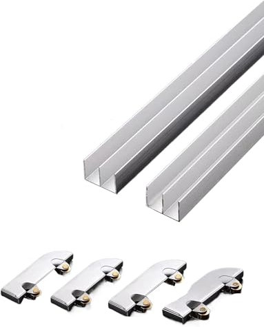 Thickened Double Track Aluminum Alloy Glass Sliding Door Track, 3-5mm Thickness Available, Suitable for Glass Door Acrylic Panel, Easy To Install(120cm)