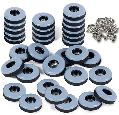 KOOKZ 32 feltrini per mobili, in teflon, da avvitare, Ø 30 mm, con viti in acciaio inox, feltrini per sedie, feltrini per mobili pesanti, protezione per piastrelle e pavimenti in legno