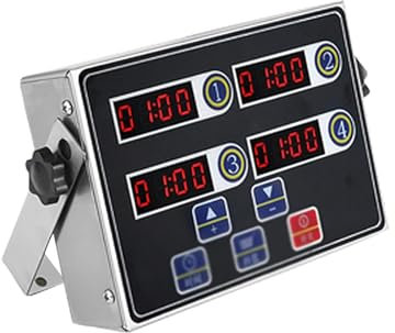 Minuterie de cuisine professionnelle, minuterie de cuisine professionnelle 4 canaux avec affichage LED transparent, minuterie de calcul en acier inoxydable, for la cuisine, les hamburgers, le poulet f