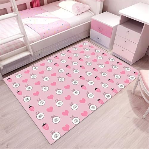 QGYFRE Tapis De Chambre Enfant Petit rectangulaire pour à Coucher D'Entrée Intérieur Rose 160x200CM d'entree Interieur Circuit Voiture Carré