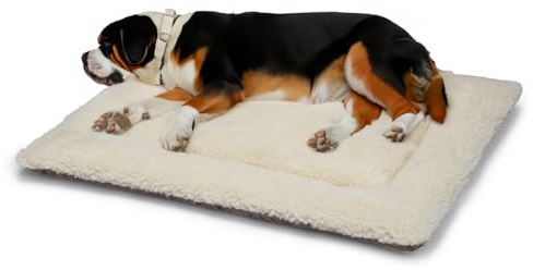 Britisches Hundebett aus Wolle, maschinenwaschbar, gesteppt, Käfigunterlage mit Tweed-Basis, luxuriöses XL-Hundebett (121 x 76 cm), hergestellt in England