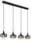bmf-versand® Rauchglas Hängelampe Esstisch 4-Flammig aus Glas - Moderne Pendelleuchte als Wohnzimmerlampe Schlafzimmerlampe hängend Rauchglas - Schwarze Hängeleuchte Deckenleuchte Flur E27