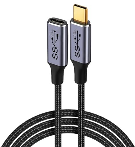 Fazvncv Cable de extensión USB C 3.2, carga rápida de 100 W5 A, transferencia de datos de 20 Gbps, cable de salida de video 4K a 60 Hz