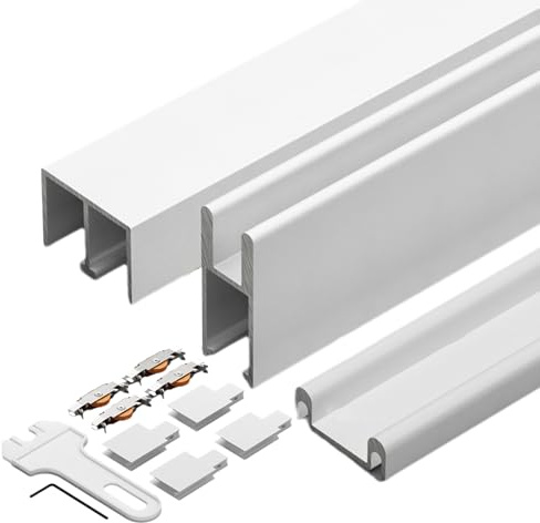 Peakjune Riel Puerta Corredera,Kit De Herrajes para Puertas Corredizas,AleacióN De Aluminio Kit Puerta Corredera,Riel De Puerta Corrediza De Doble Riel,Riel Puerta Corredera Invisible