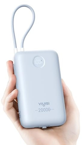 20000mAh Power Bank with Built-in Cable, VIYISI Portable Charger Fast Charging 30W, Battery Pack for iPhone 16 15 14 13 12 11 Samsung Xiaomi Oneplus(Blue)