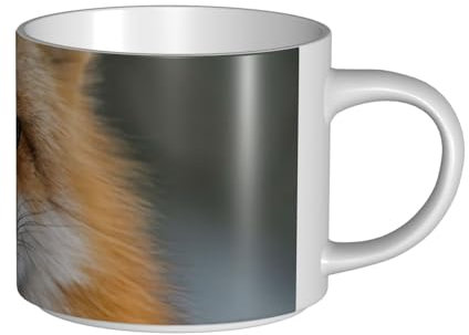 WSHFFILO Tazza da caffè in ceramica con stampa volpe di grande capacità