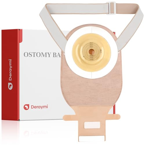 DERAYMI 10 Stück 15-45mm Schneidbare Einteilig Konvexe Stomabeutel | Doppelchassis-Kolostomiebeutel, Stoma Zubehör Für Unebene Kolostomie, Ileostomie, Mit Verstellbarem Stoma Gürtel
