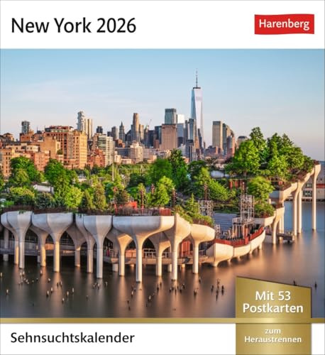 Sehnsuchtskalender New York - Kalender 2026 - Harenberg-Verlag - Postkartenkalender mit 53 heraustrennbaren Postkarten - 16 cm x 17,5 cm