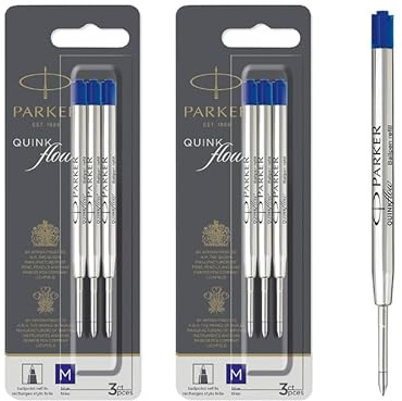 Parker Kugelschreiberminen, mittlere Spitze, blaue Quinkflow-Tinte, 3 Stück, 2 Stück