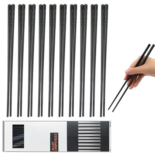 10 Paar Essstäbchen Spülmaschinenfest, Wiederverwendbare Essstäbchen Aus Edelstahl Mit Romantischem Kirschblütenmuster Sushi Stäbchen, Chopsticks 27 cm Länge, Ideal Für Sushi Und Asiatische Gerichte