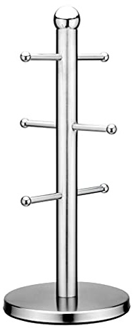 ZHENGCI Stainless Steel Tree Shape Mug Rack Tree Tea Cup Storage Holder Stand Home Mug Hanging Display Drinkware Shelf 6 Hooks