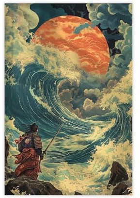 IYTAFGYT Japanische Samurai-Kunst-Leinwand-Poster, Wandkunstdruck, Bild, Gemälde, 40 x 60 cm