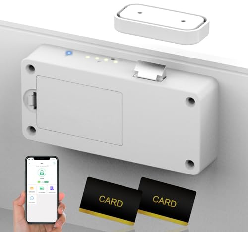 Smart Schubladenschloss, Foxlock Elektronisches Schrankschloss mit APP, NFC, Megnetische Kindersicherung Schrankschloss für Schrank Schublade Kasten Schließfächer Briefkasten usw-Schwarz (Weiß)