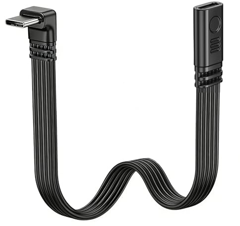 Kurzes 90-Grad-USB C-2.0-Flachkabel, 65W USB C Verlängerungs Kabel Ladekabel USB Buchse auf USB C Stecker, Datenkabel, männlich auf weiblich, effizientes Laden und Datenübertragung für Mobiltelefone