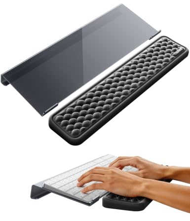 VAYDEER Transparenter Tastaturständer mit Memory Foam Handballenauflage | 2-in-1 transparenter Tastaturständer aus Acryl mit großer Memory Foam Handballenauflage für Büro, Homeoffice und Gaming.