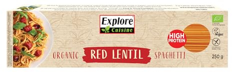 Explore Cuisine Bio Spaghetti aus roten Linsen – Glutenfreie Nudeln aus Linsenmehl, pflanzliche Protein Pasta ohne Zusatzstoffe, ideal bei Zöliakie, vegan, 250g