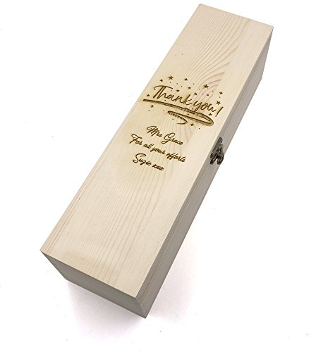 ukgiftstoreonline Personalised Wooden Wine Bottle Box, Engraved Thank you Gift