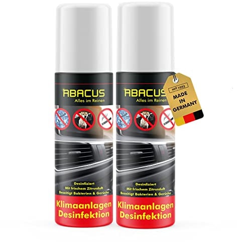 ABACUS® Klimaanlagen Desinfektion, Klimaanlagenreiniger Auto, Klimaanlagen-Desinfektion Auto, Klimadesinfektion, Desinfektion und Reinigung für Klimaanlagen, Klimaanlagen Desinfektion 2x 200ml (7301)