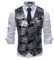 Allthemen Weste Herren Westen Gilet Jacquard Anzugweste für Hochzeit und Party Silber L