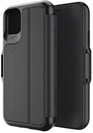 Gear4 Oxford Eco Folio Kompatibel mit iPhone 11 Hülle, recyceltes Kunststoff Schutzhülle, erweiterter Aufprallschutz mit integrierter D3O-Technologie, Booklet Etui - Schwarz, Eco Schwarz, 36580