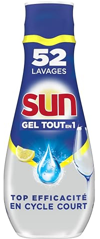 Sun Gel Lave-Vaisselle Tout En 1 Expert Plus Citron 900ml - 52 Lavages