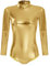 Ballettanzug Damen Frauen Langarm Body Ballett Trikot Turnanzug Gymnastikanzug Tanzen Bodysuit Tanztraining Gymnastik Kostüm Einteiler Metallic One Piece Leotards Oberteile Gold XS