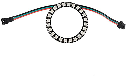 Sparkleiot 24 Bits WS2812 LED-Ring mit SM2.54-3P Draht, 24 x WS2812B 5050 RGB LED Vollfarbmodul DC5V mit integrierten Treibern individuell programmierbar für Arduino Raspberry Pi ESP8266