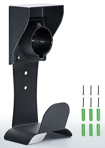 LZSTEC EV Charger Holder Wall Mount J1772 Holder, No Cable Cutting, Outdoor/Indoor, EV Cable Holder and Electric Car Plug Nozzle Holster Dock Combination for SAE J1772 Connector