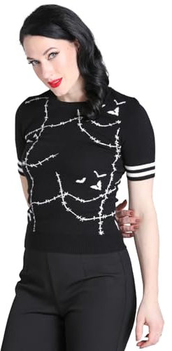 Hell Bunny Stitches Top Frauen T-Shirt schwarz/weiß S