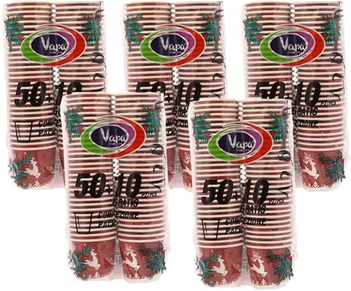 Maury's Set 300 Bicchieri Natalizi Decorati Riutilizzabili Rossi Lavabili (Bicchieri Decorati)