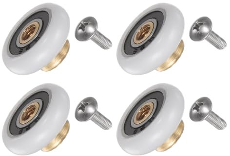 QUARKZMAN Rueda de Rodillo para Puerta de Ducha, Diámetro de 20mm, Pieza de Repuesto para Puerta de Cristal de Baño, Rueda Deslizante para Puerta de Ducha (1 Set 4pcs)