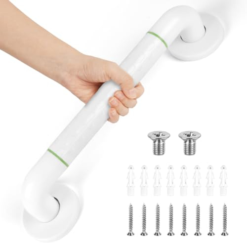 ACWOO Antidérapante Barre d'appui de Salle de Bain, 40cm Barre d'appui en Acier Inox 304 avec Anneau en Caoutchouc Phosphorescent, Barre d'Appui Antidérapant Poignée pour Personnes Aîné, Handicapé