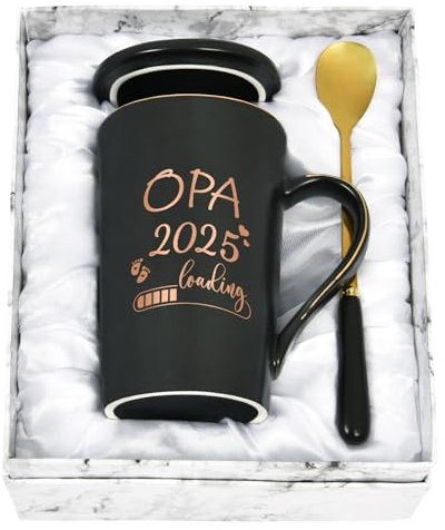 Joymaking Taza de café para abuelo Loading 2025, regalo para futuro abuelo, regalo para futuro abuelo, 400 ml, color negro