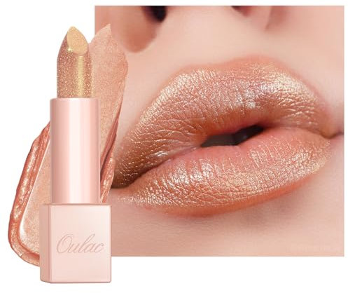 OULAC Feuchtigkeits Glanz Lippenstift Golden Nude, Schimmernder mit Glänzender Oberfläche, Cremige Textur, Lippenpflege für Feuchtigkeitsspendende Lippen, Infinity Moisture Vegan 13 Sahara Glow