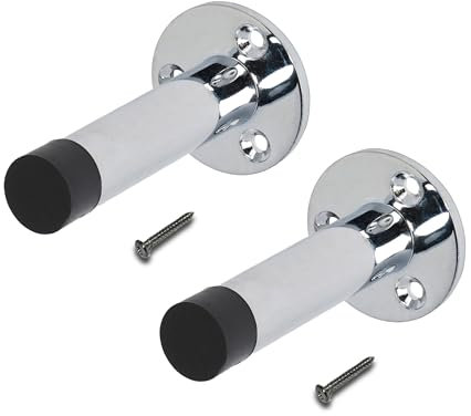 Polished Chrome Door Stop - Wall or Skirting Mounted | Pack of 2 | Durable Projection Design for Door Protection