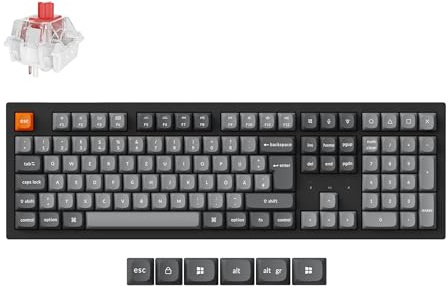 Keychron K10 Max Kabellose Mechanische Tastatur, DE-ISO Layout QMK 2.4 GHz Bluetooth Vollgröße Weiße Hintergrundbeleuchtung Kompatibel mit Mac Windows Linux Super Red Switches
