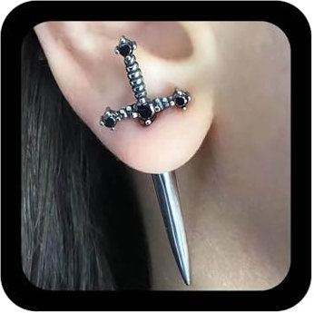 Aneneiceera Vintage Dagger Ohrstecker Ohrringe Schwarz Kristall Schwert Ohrstecker Lange Schwert Schrauben Ohrringe Gothic Schwert Kreuz Schmuck Ohrring Für Frauen