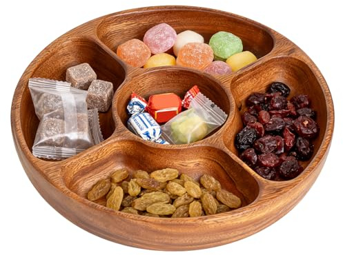 Snack Tray, Divided Serving Tray, 5 Compartment Serving Plate | Snack Plate, Multi Compartment Snack Tray for Families, for Entertaining Family and Friend