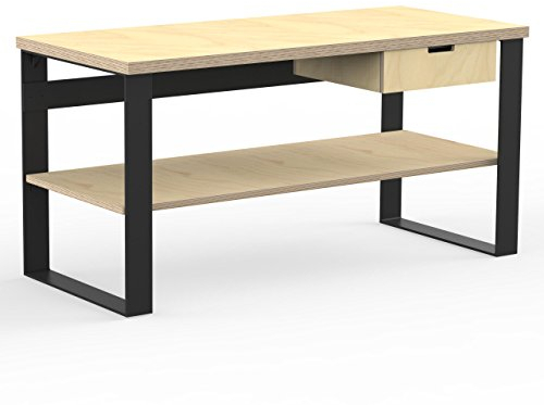 AUPROTEC Profi Design Werkbank 1700 x 750 x 850 mm Arbeitsplatte Multiplex 40mm mit 1 Schublade und Ablage Holz Werkbankplatte Multiplexplatte Industriequalität Massiv Arbeitstisch