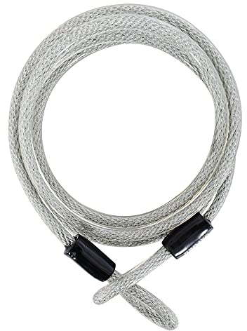 Oxford LK191 Double Loop Vinyl Coated Multi-Stranded Braided Steel Security Cable. 2.5m x 12mm, Silver, 12mm x 2500mm