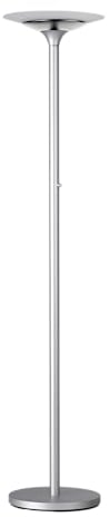 Unilux LED Deckenfluter Variaglass, moderne Stehleuchte aus Metall/Glas in metallgrau, 30 Watt, 120km/W, Lichtfarbe 3200 Kelvin, Standleuchte mit Dimmer