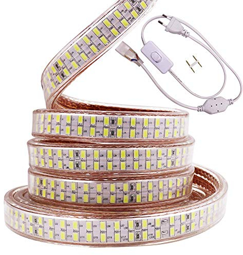 XUNATA 220V Super Brillante Tiras LED, SMD 5730 240LEDs/m, IP67 Impermeable, Escalera de Techo Tira de LED Cocina Cable Luces Flexible LED Strip Light Decoración (Blanco Frio, 1m)