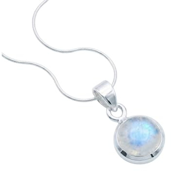 mantraroma Mondstein Kette Silber 925 Damen schlicht, modern