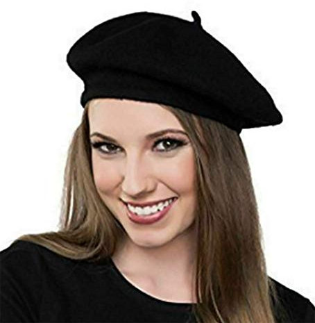 Style Wise Fashion Erwachsene Biker Safari Explorer Hut Barett Stroh Gangster Hut Kostüm Zubehör Gr. Einheitsgröße, Black Beret Hat