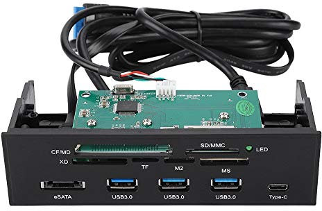 PC Lecteur de Carte Interne, Panneau Avant du PC Tableau - de Bord Multifonction 5.25 Pouces - Support M2, MSO, Carte SD, MS, XD, Carte CF 64G avec Indicateur LED