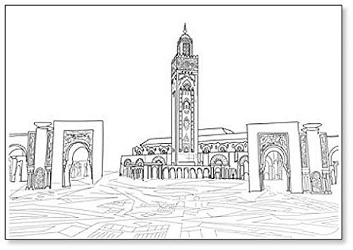 Kühlschrankmagnet Sketch of Street Scene in Casablanca, Marokko