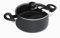 Baumalu, Faitout 24 cm EASY en aluminium forgé avec couvercle en verre, intérieur revêtement anti-adhérent, extérieur noir, manche bakélite avec cache inox, compatible tous feux et induction