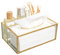 SLHEQING Scatola Porta Kleenex oro, Organizer per trucchi in vetro, Portafazzoletti Rettangolare con 3 Scomparti in cui è possibile inserire telecomando